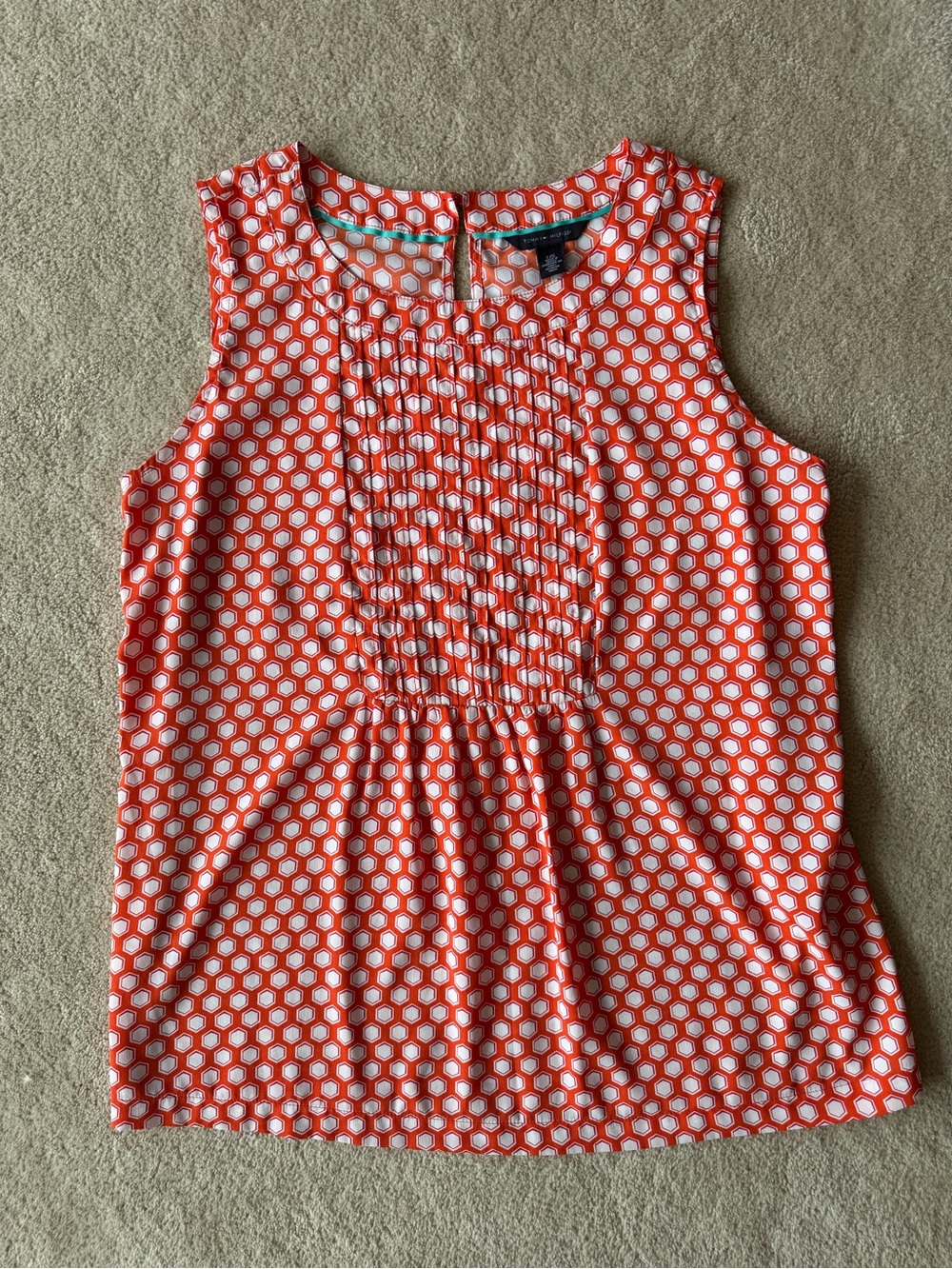Tommy Hilfiger Orange and White Pintuck Sleeveless Camisole